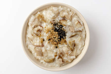 abalone porridge on a white backgroundの写真素材