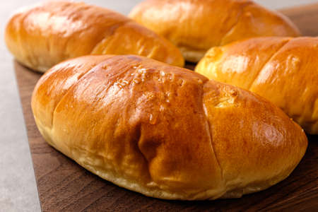 Salty and savory salt bread with salt and butterの写真素材