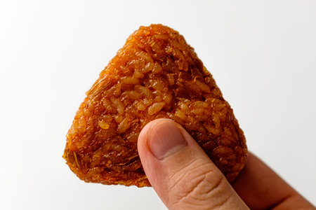 Kimchi rice ball on white background