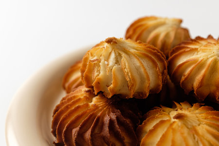 chestnut cookies on a white backgroundの写真素材