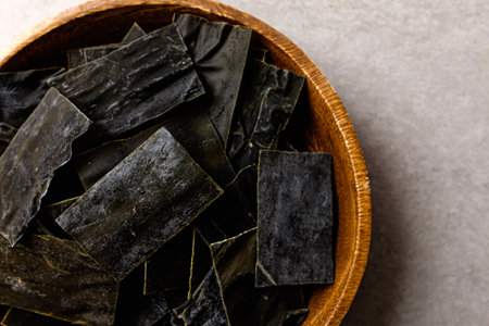 dried kelp cut into squaresの写真素材