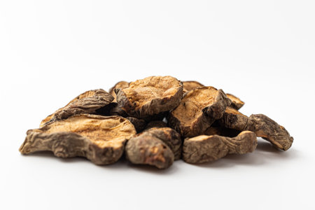 Dried Jerusalem artichoke on white backgroundの写真素材