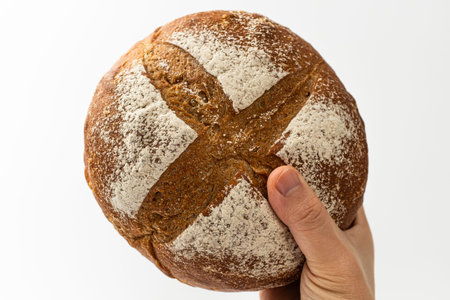 Campagne bread on a white background