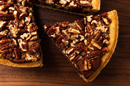 Sweet Dessert Pecan Pie with Pecansの写真素材