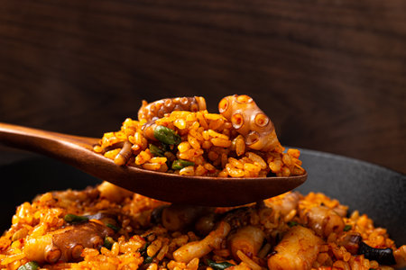Spicy seasoned octopus fried rice with octopusの写真素材