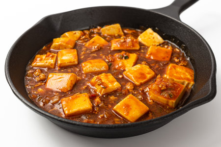 mapo tofu on a white backgroundの写真素材