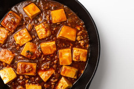 mapo tofu on a white backgroundの写真素材