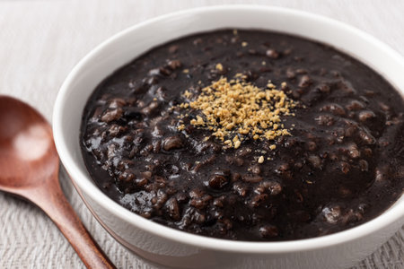 Savory and plain five-grain black sesame congeeの写真素材
