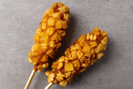 Potato Hot Dogs with Square Potatoesの写真素材