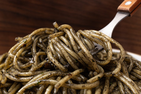 Pasta with Squid Ink Sauceの写真素材