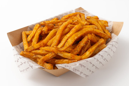 Cajun French fries on a white background