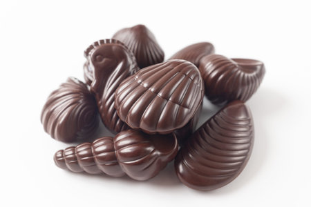 Seashells Chocolate on A White Background