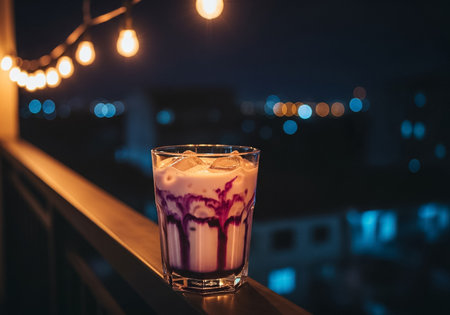 Blueberry Latte at Night with City Lightsの素材