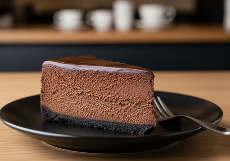 Slice of Chocolate Mousse Cake with Cookie Crustの素材