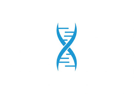 Simple Blue DNA Helix Icon on a White Backgroundの素材