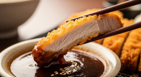 Crispy Pork Cutlet Slice Dipped in Sauceの素材