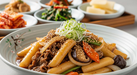 Bibimbap - Japanese noodle with beef and vegetablesの素材