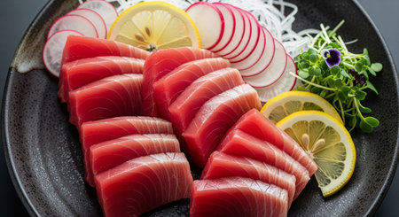 Raw fresh tuna fish sashimi - japanese food styleの素材