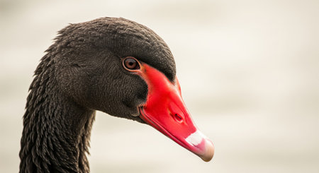 Portrait of a black swan (Cygnus atratus)の素材