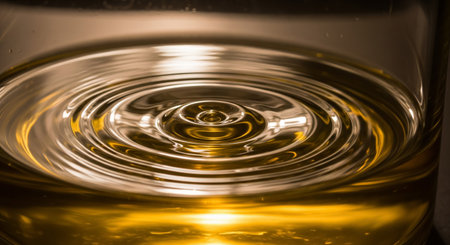 golden water splash on a glass of whiskey close-up macroの素材