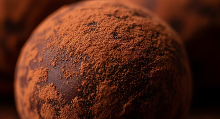 Chocolate truffles with cocoa powder. Selective focus.の素材