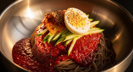 Korean spicy udon noodles in bowl, japanese foodの素材