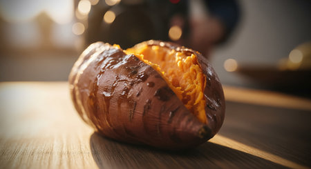 Easter egg in the form of an eggshell on a wooden tableの素材