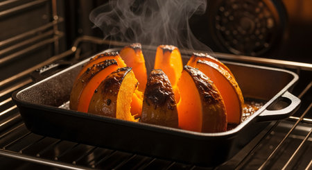 Pumpkin baked in the oven. Roasted pumpkin in the ovenの素材