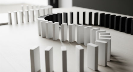 Black and white dominoes on the table. 3d renderingの素材