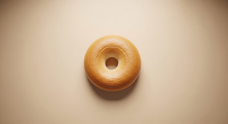 Top view of a bagel on a light background. Toned.の素材