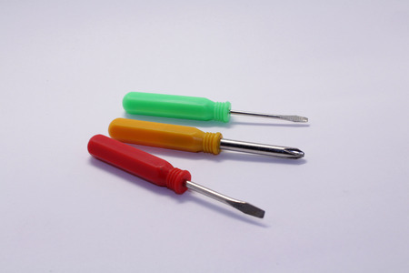 Various screwdrivers, used for screwing and unscrewing. Colorful ones and made in Japan.の写真素材