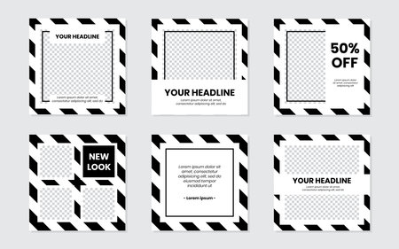 Slides Abstract Unique Editable Modern Social Media Off White Striped Black Banner Template. Anyone...