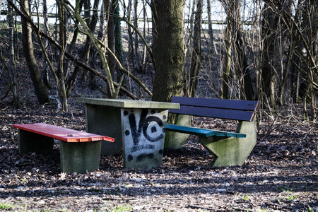 Benches at a resting place on the highway