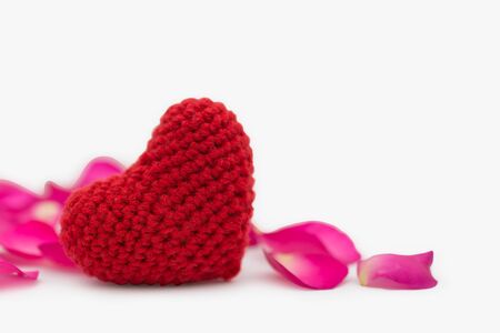 Heart and rose petalsの写真素材