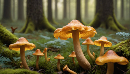mushrooms in the forest, closeup of photo, nature seriesの写真素材