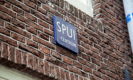 Name tag that refers to the Spui in Amsterdam centrumの写真素材