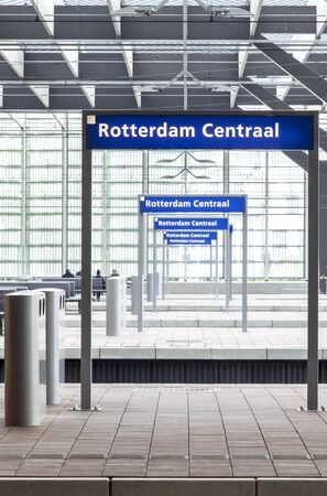 City skyline and construction of Rotterdam Central Stationのeditorial素材