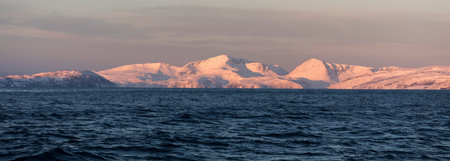 Fjords of northern Norway during sunset