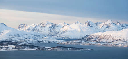View over the mountains around TromsÃ¸の写真素材