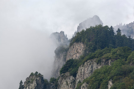 Le Grand Galbert mountain in the mist