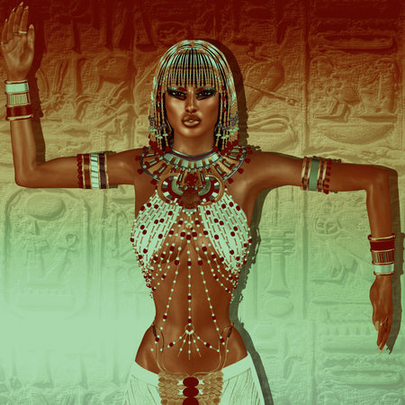 Egyptian braids, beads, beauty and gold all wrapped up in our digital art fantasy scene. This...
