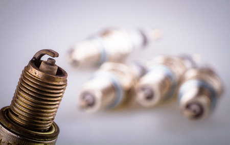 old automotive spark on blurred backgroundの写真素材