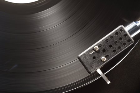 old pickup above the vinyl record. top viewの写真素材