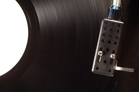 top view old vinyl record player. copy space.の写真素材