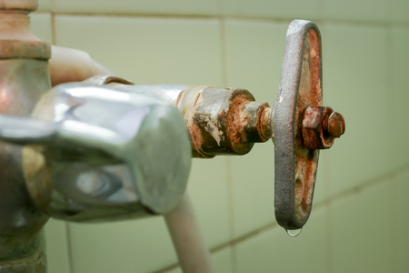 Old water tap close up.  Selective focus.の写真素材