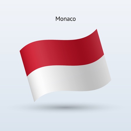 Monaco flag waving form on gray background. Vector illustration.のイラスト素材
