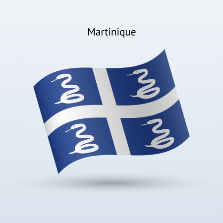 Martinique flag waving form on gray background. Vector illustration.のイラスト素材