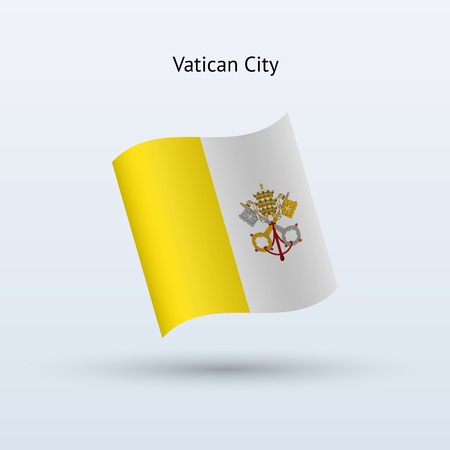Vatican City flag waving form on gray background. Vector illustration.のイラスト素材