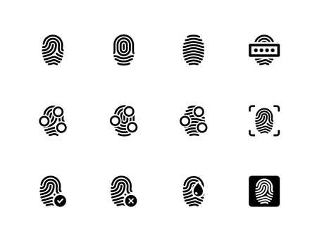 Fingerprint icons on white background. Vector illustration.のイラスト素材
