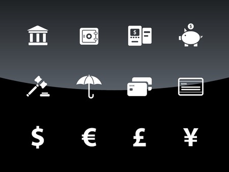 Banking icons on black background. Vector illustration.のイラスト素材
